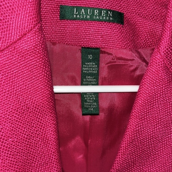 Lauren Ralph Lauren 100% linen pink one button business suit blazer size 10 - Picture 2 of 2